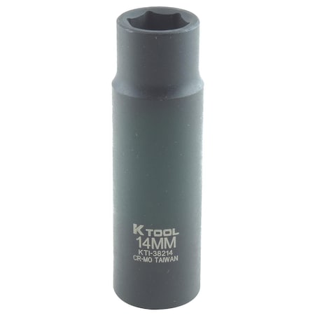 K-Tool International 1/2" Drive Impact Socket black oxide, Deep 6 Pnt 1/2"Dr, 14mm KTI-38214